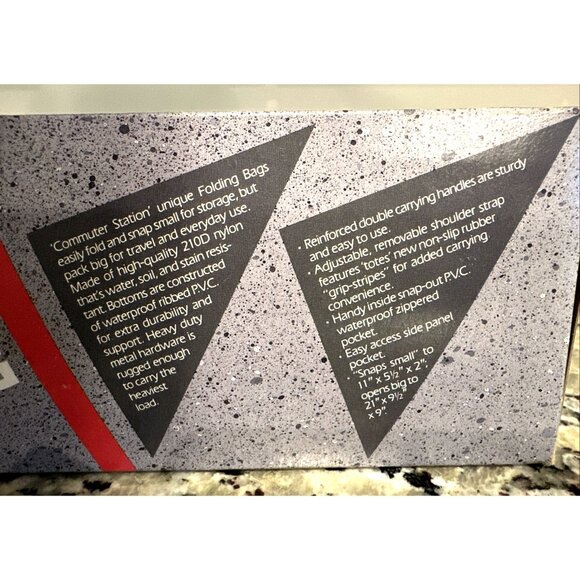 Folding Travel Bag Shopping Sourcing Zippered 2 Handles Adjustable Strap 21x10x9 - Picture 5 of 8